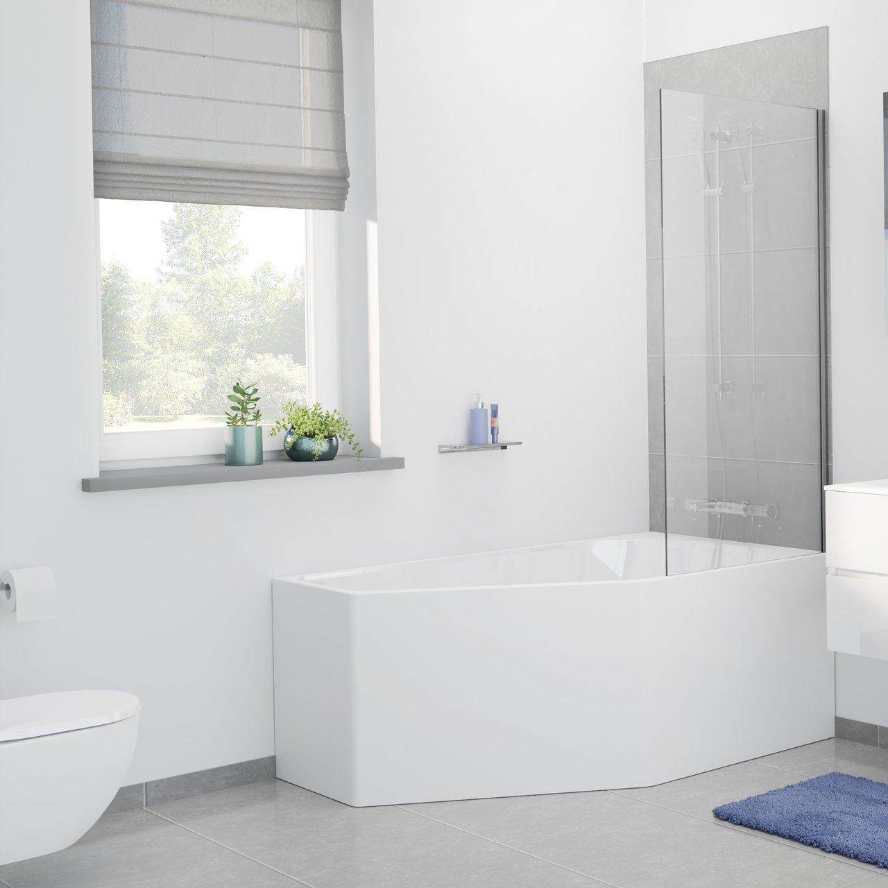 Luca Varess Pico 1-Personen-Eckbadewanne: rechts, 160 x 90 cm, Acryl, Weiß Glänzend