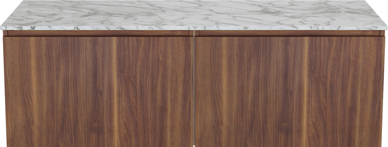 Balmani Sfera meuble salle de bains suspendu 150 x 55 cm noyer américain avec Stretto tablette simple ou double en marbre carrare