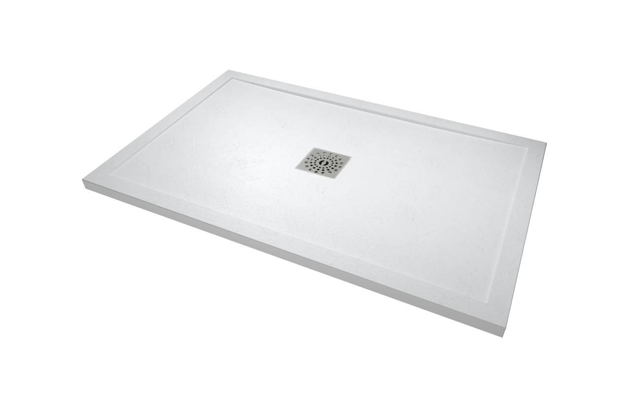 Linie Lido receveur de douche 120 x 80 cm marbre composite blanc mat texture ardoise