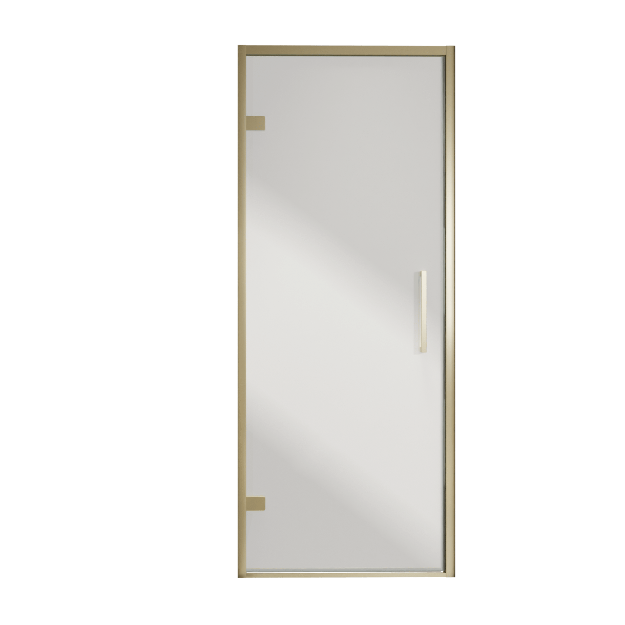 Balmani Senses Design douche draaideur links 90 cm x 210 cm Reflex spiegelglas, Brushed Champagne Gold profielen