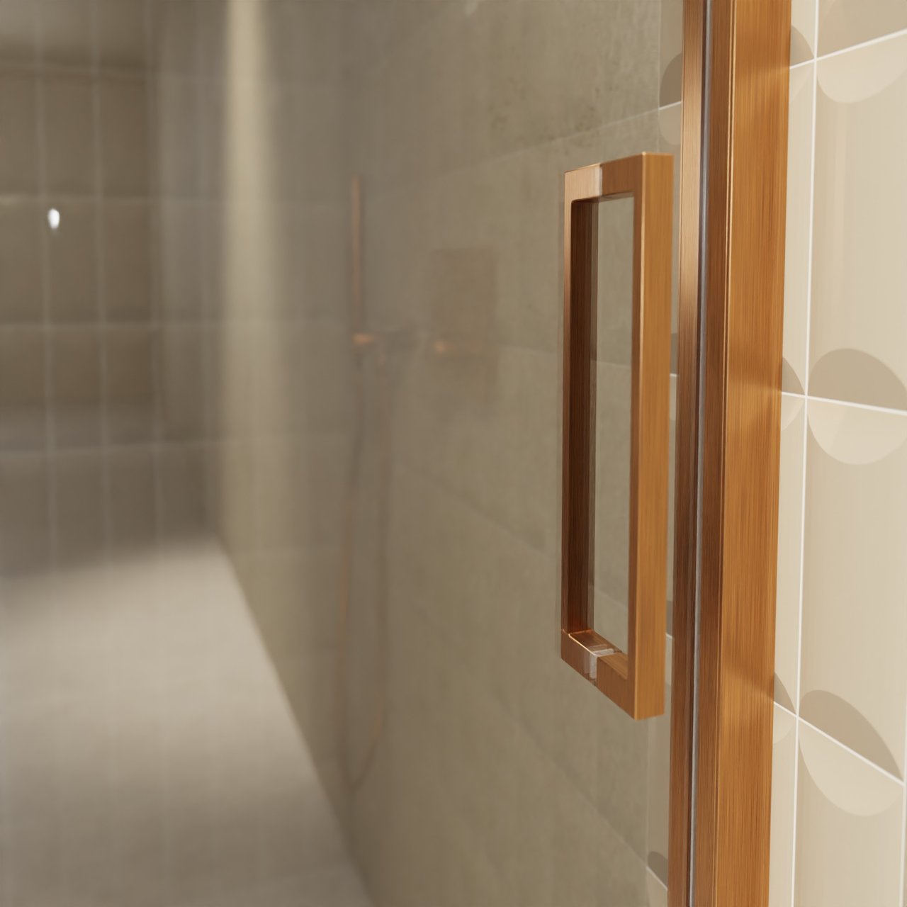 Balmani Senses Design douche schuifdeur links 140 cm x 210 cm Reflex spiegelglas, Brushed Rosegold profielen