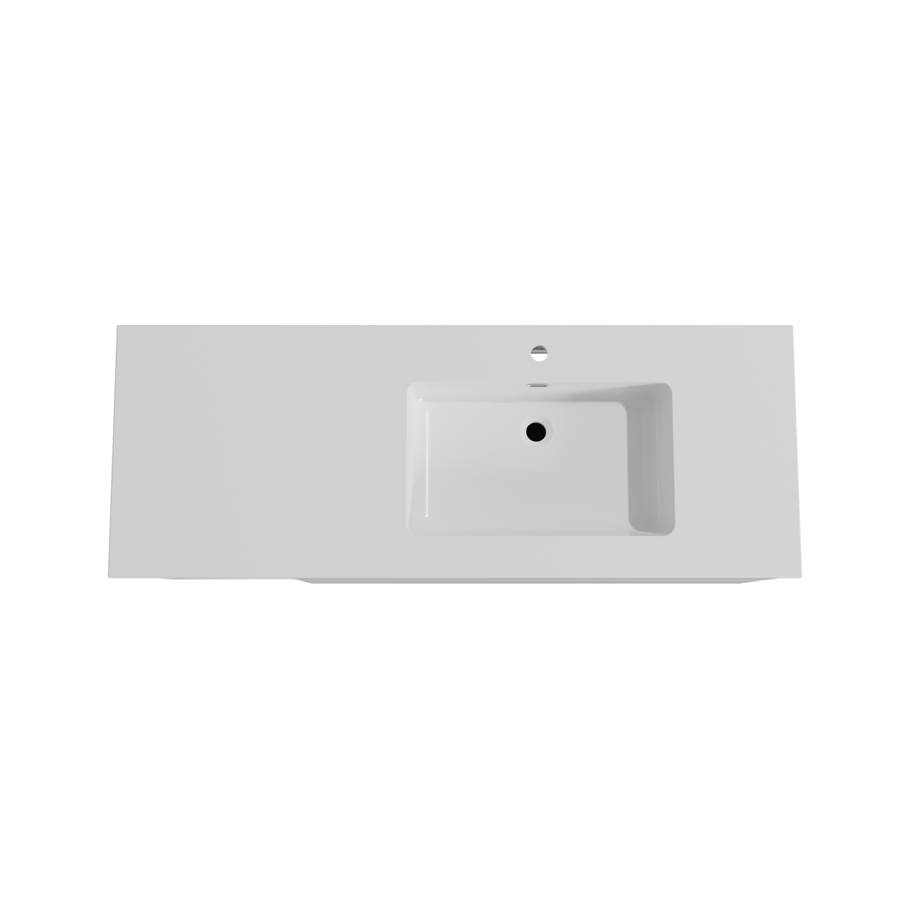 Storke Edge meuble salle de bains suspendu 140 x 52 cm blanc brillant avec Diva plan vasque asymétrique à droite en marbre composite blanc brillant