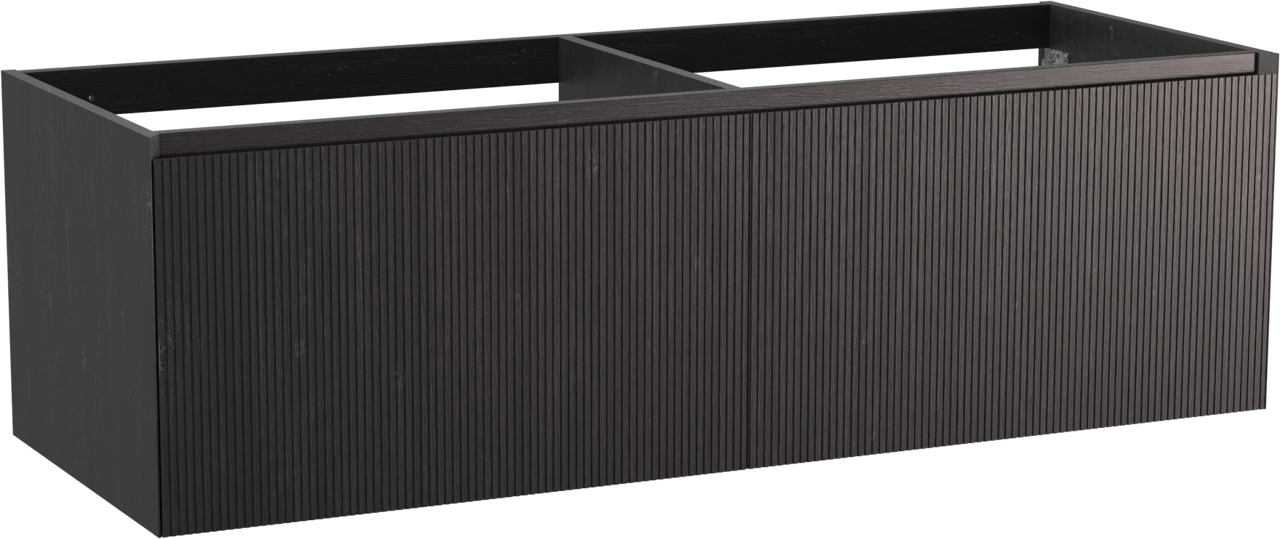 Balmani Fila hängender Waschbeckenunterschrank: 150 x 55 cm, Eiche Schwarz, Furnierholz, 4 Schubladen