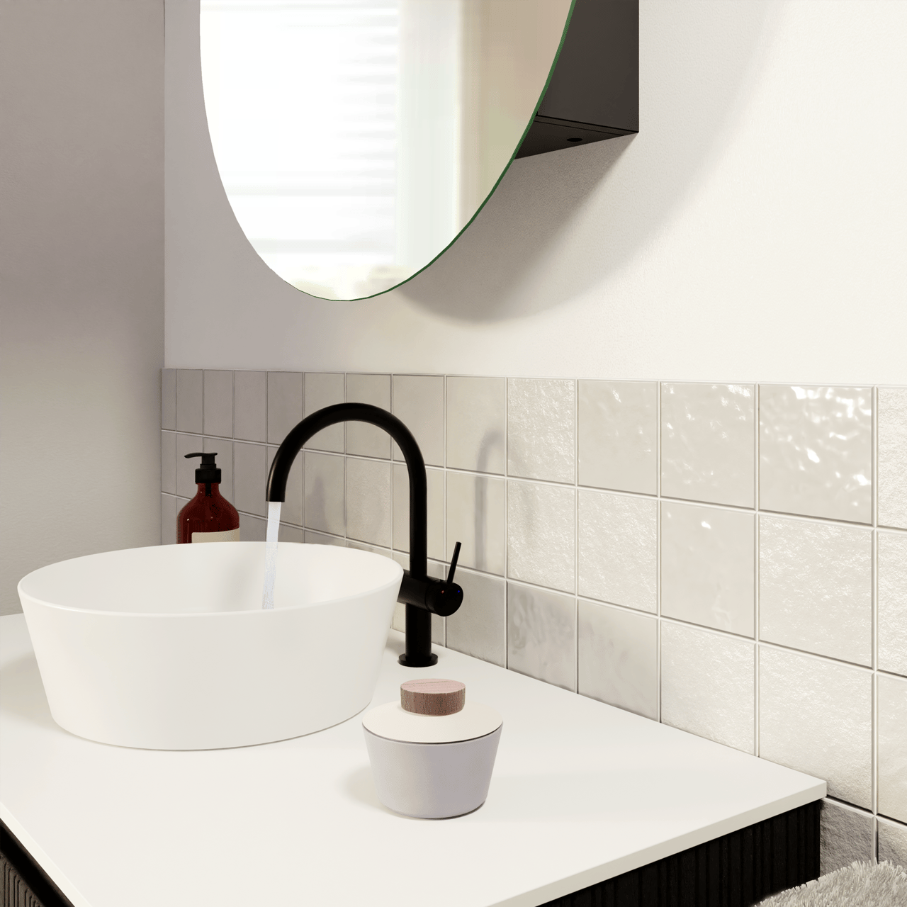 Blaufoss Round 360 EcoStart robinet de lavabo réhaussé noir mat