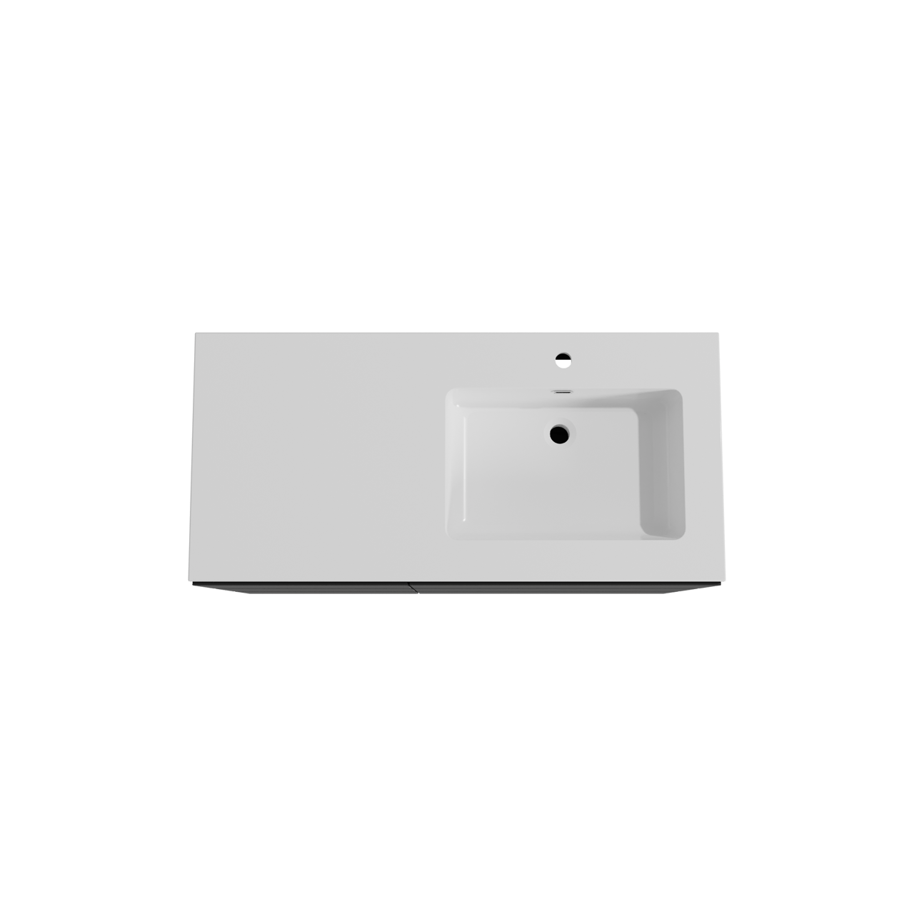 Storke Edge staand badmeubel 110 x 52 cm mat zwart met Diva asymmetrisch rechtse wastafel in composietmarmer hoogglans wit