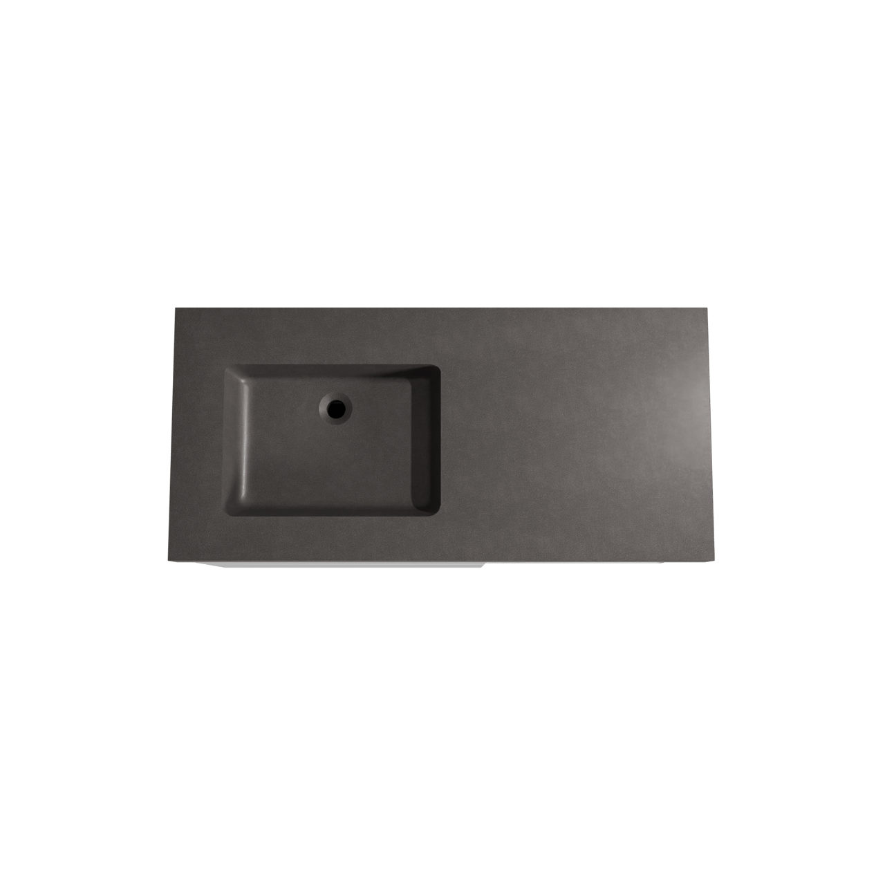 Storke Edge zwevend badkamermeubel 110 x 52 cm glanzend wit met Scuro High asymmetrisch linkse wastafel in kwarts mat zwart