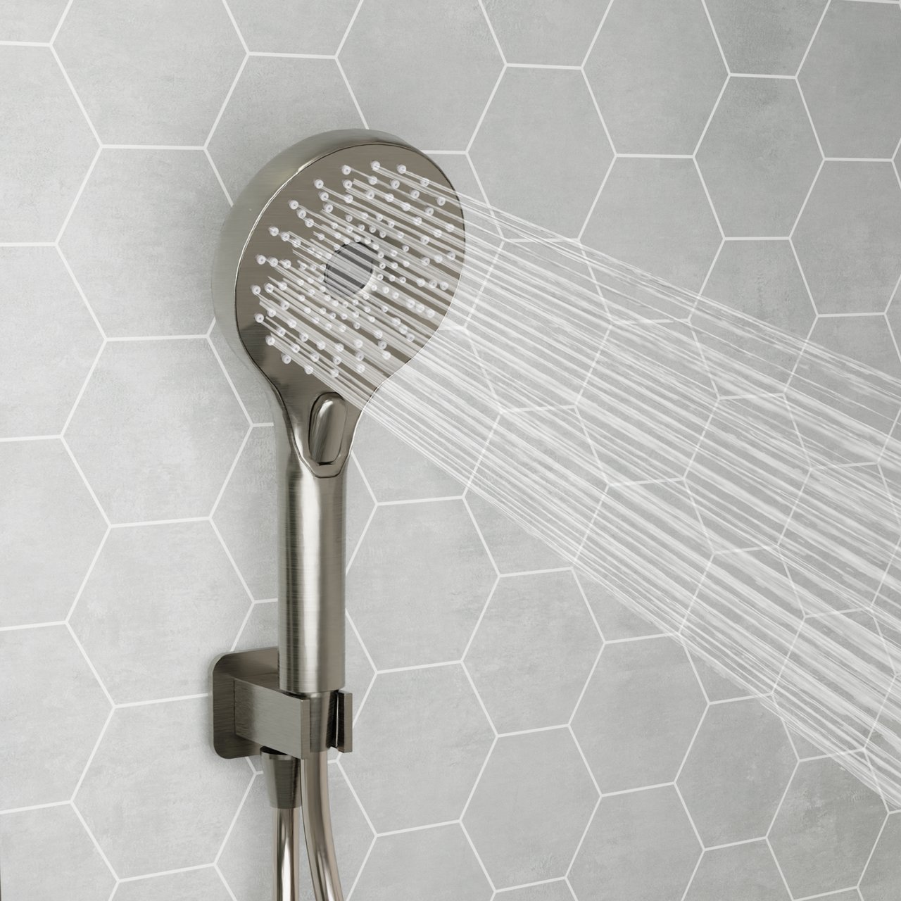 Blaufoss Onos Pommeau de douche set avec coude de raccordement 3 fonctions jet Brushed GunMetal