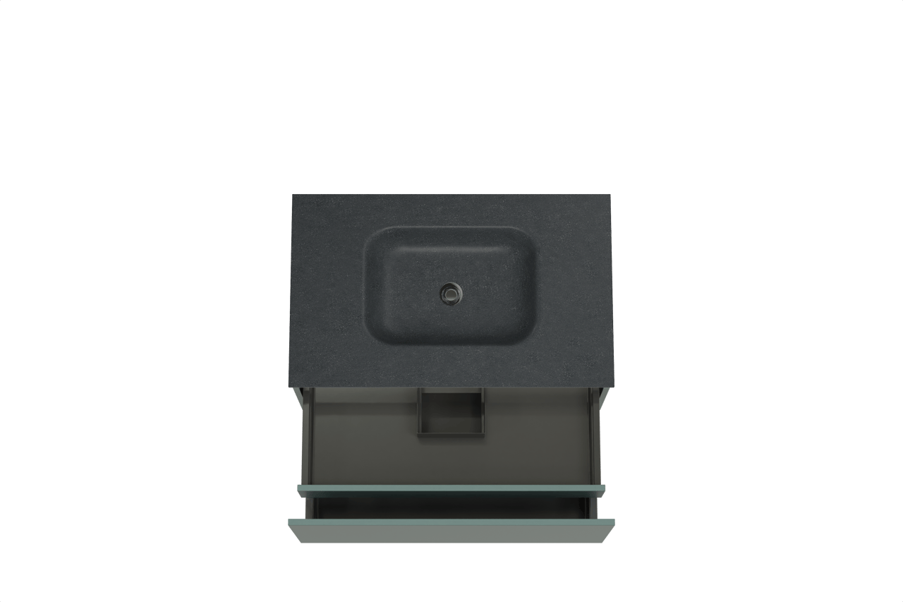 Balmani Sfera zwevend badkamermeubel 90 x 55 cm forest met Tablo Arcato enkele wastafel in graniet zwart