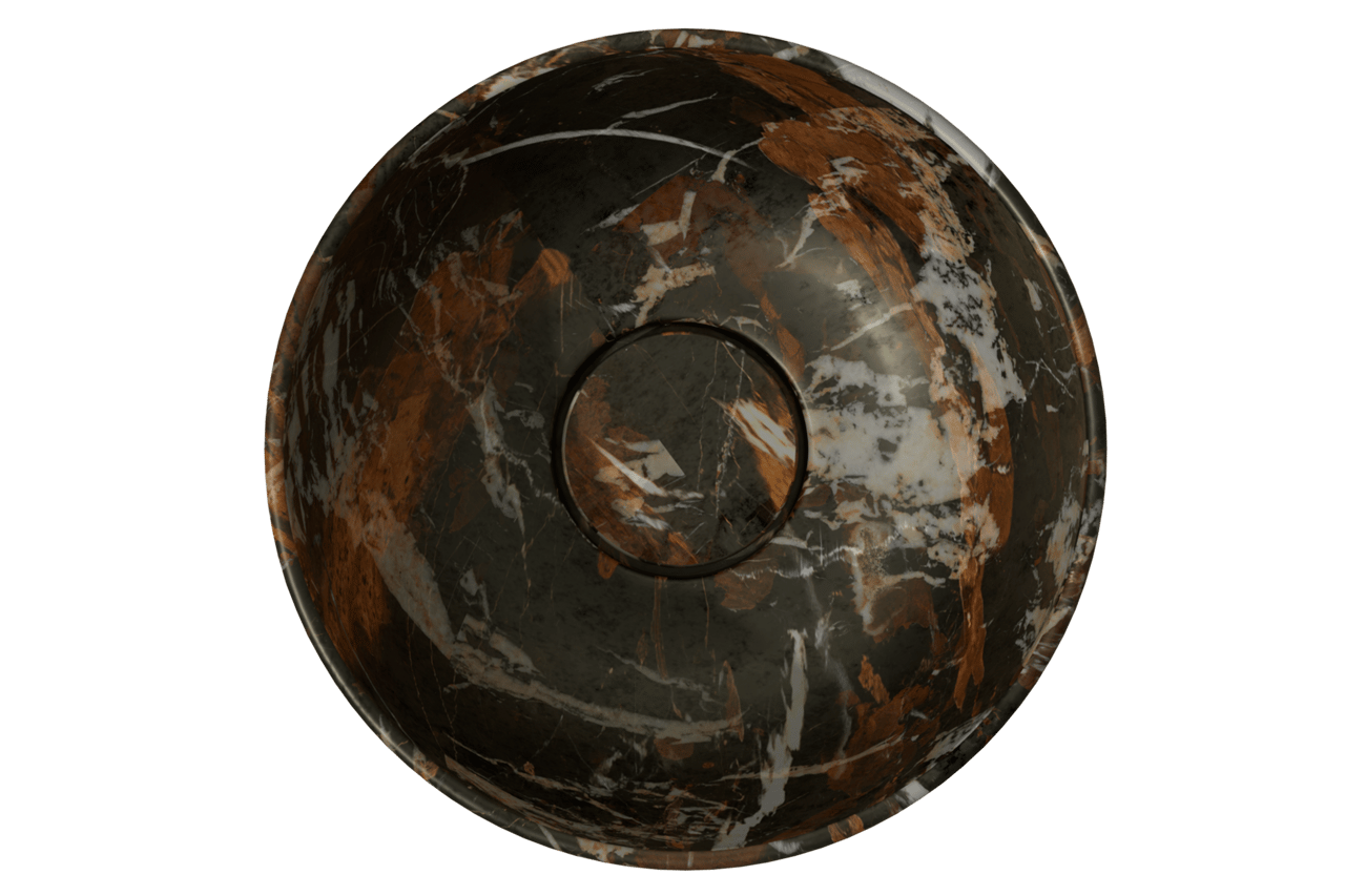 Balmani Bowl Aufsatzwaschbecken: Portoro Marmor Gold, rund, Ø 24 cm