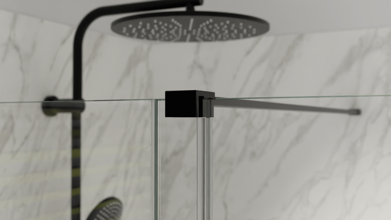 Balmani Move Slide  Walk-In-Dusche mit Schiebetür 140 x 200 cm Klarglas Matt Schwarz Profil