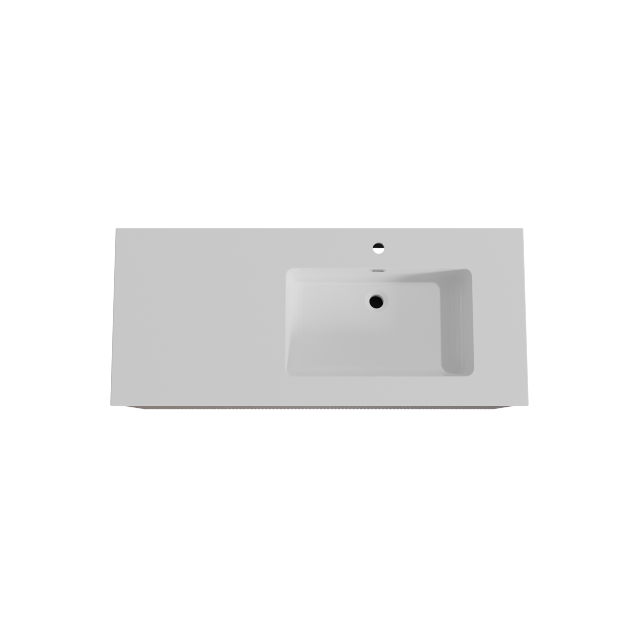 Storke Ribs hängendes Möbelstück Set: 120 x 52 cm, Nussbaum, mit Diva Waschtisch rechts, Marmorkomposit, Weiß glänzend, Vertikale symmetrische gerade Rippe