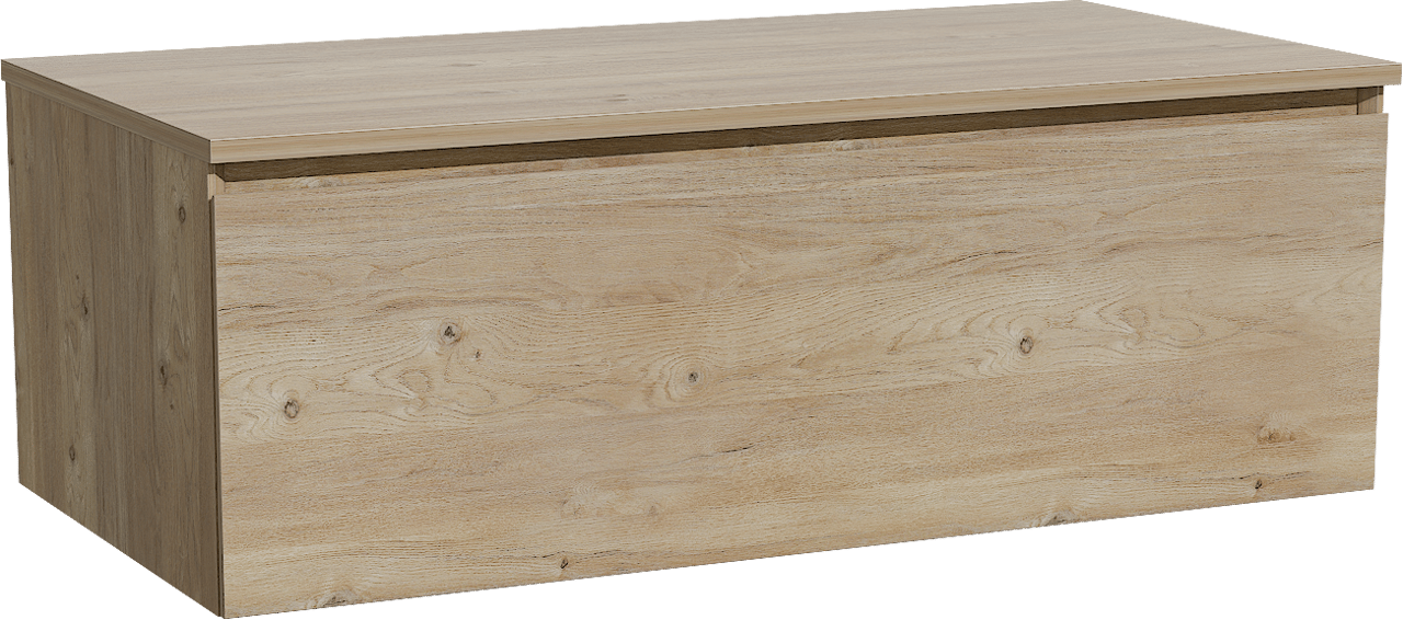 Storke Edge zwevend badmeubel 105 x 52 cm ruw eiken met Panton enkel wastafelblad in melamine ruw eiken