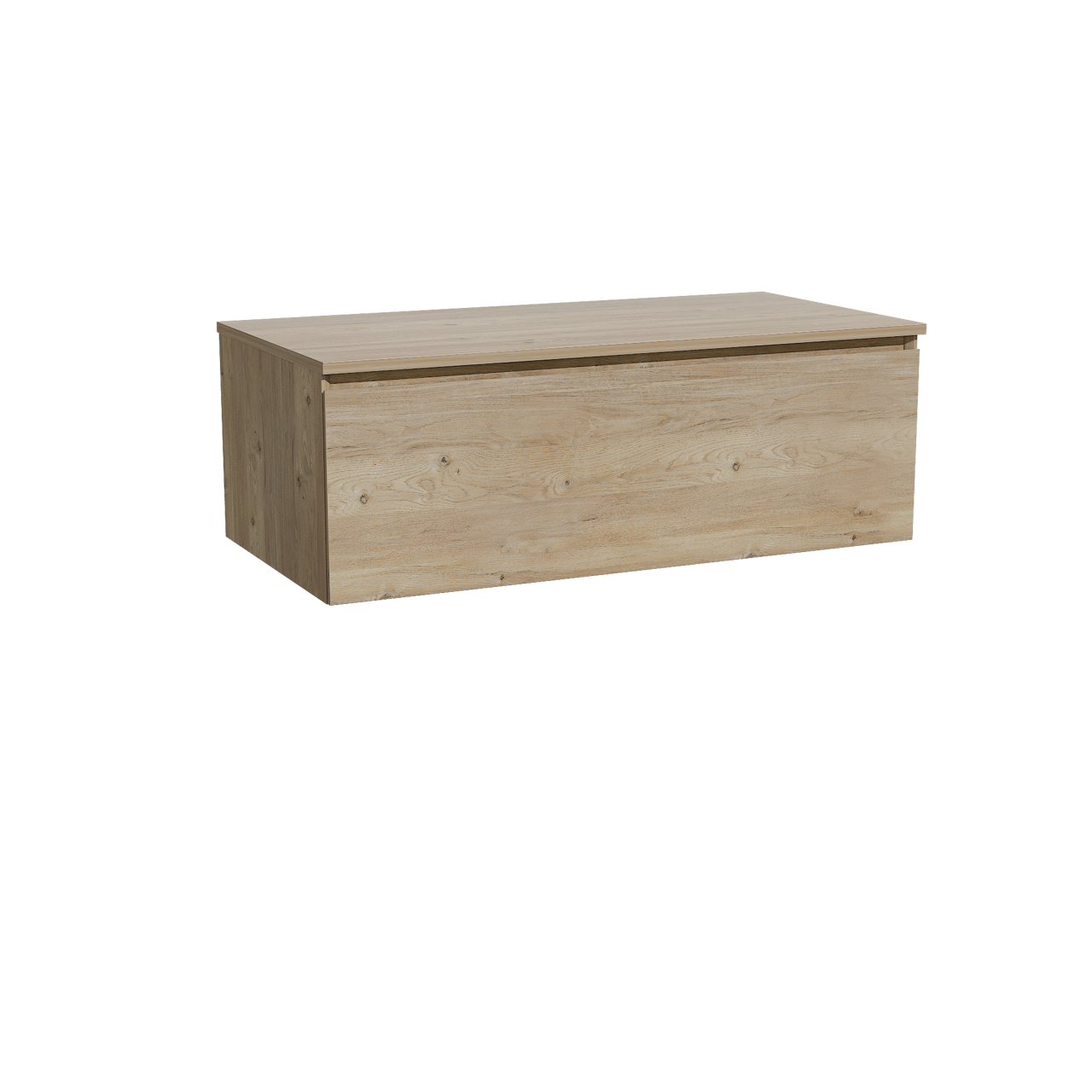 Storke Edge hängendes Möbelstück Set: 105 x 52 cm, Rohe Eiche, mit Panton Einzel Waschtischplatte, Melamin Rohe Eiche