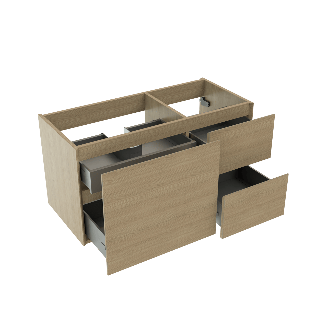 Storke Edge meuble sous-lavabo suspendu 100 x 46 cm asymétrique gauche chêne naturel 3 tiroirs