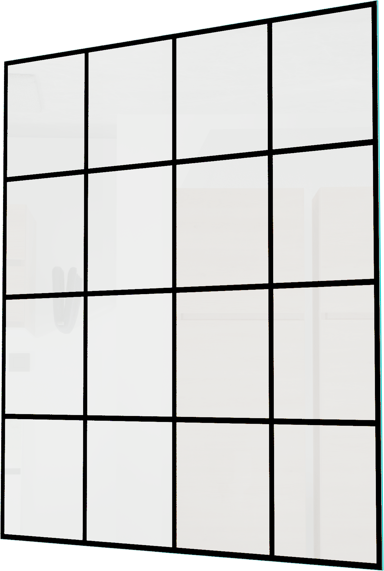 Balmani Modular inloopdouche 180 x 200 cm grid glas mat zwart profiel