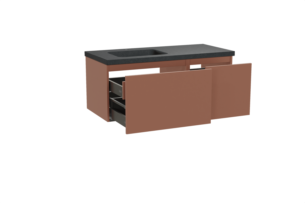 Balmani Sfera meuble salle de bains suspendu 120 x 55 cm cotto avec Napoli vasque asymétrique gauche en granit noir