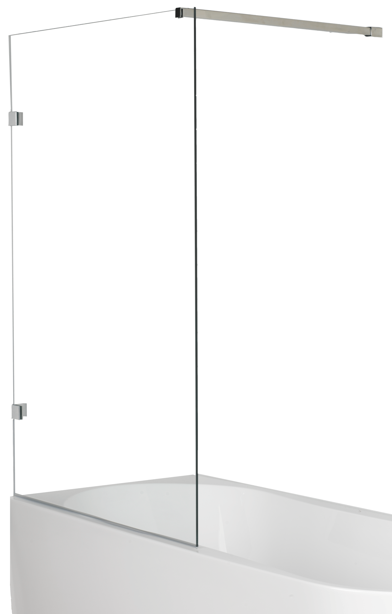 Luca Varess Solid Badewannenaufsatz: 80 cm, Klarglas, Chrom Profil