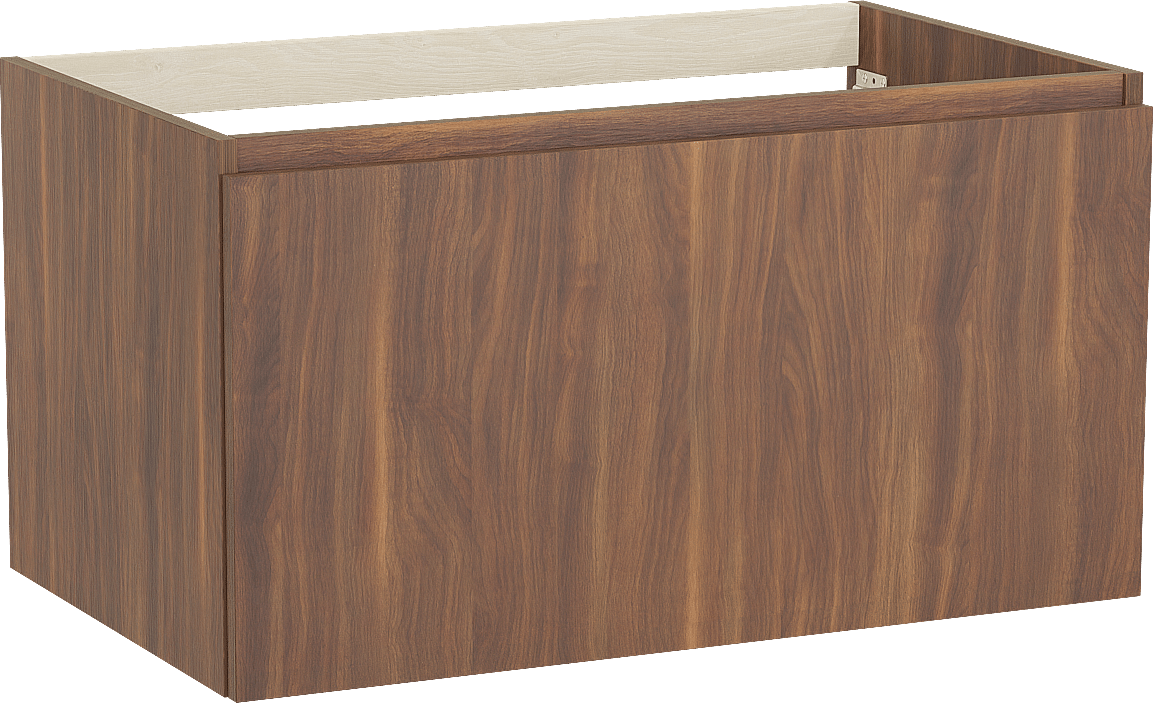 Balmani Sfera hängender Waschbeckenunterschrank: 90 x 55 cm, Amerikanischer Nussbaum, 2 Schubladen