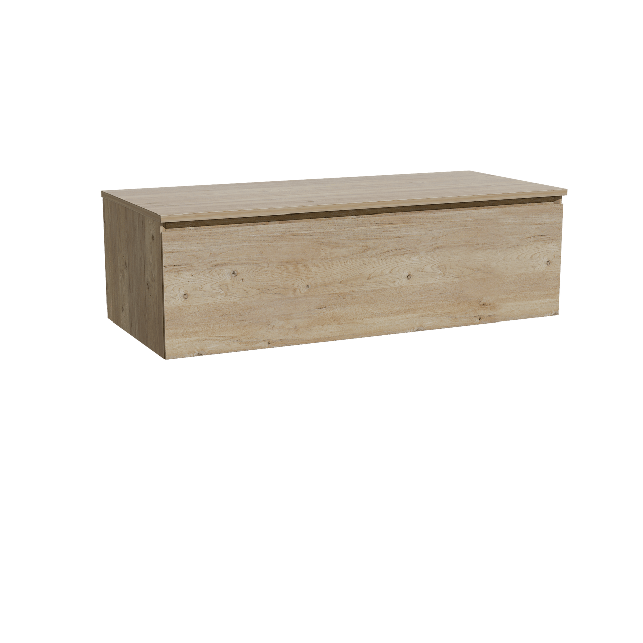 Storke Edge hängendes Möbelstück Set: 120 x 52 cm, Rohe Eiche, mit Panton Einzel- oder Doppel Waschtischplatte, Melamin Rohe Eiche