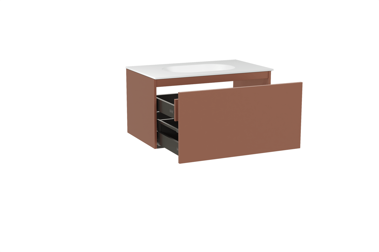 Balmani Sfera meuble salle de bains suspendu 90 x 55 cm cotto avec Tablo Oval plan simple en solid surface blanc mat