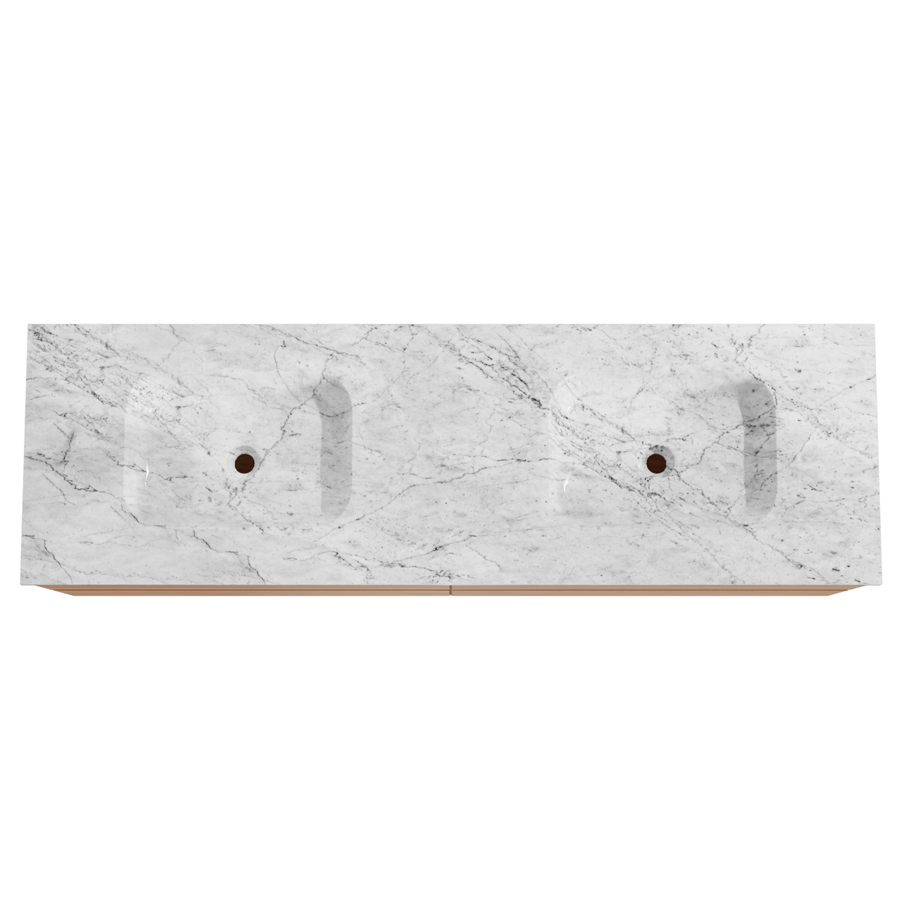 Balmani Mitra meuble salle de bains suspendu 180 x 55 cm teck avec Tablo Arcato double vasque en marbre carrare