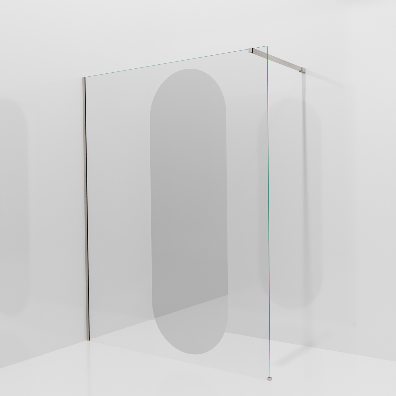 Balmani Modular Walk-In Dusche: 160 x 200 cm, Reflex-Spiegelglas Oval, Profil Brushed CoolMetal
