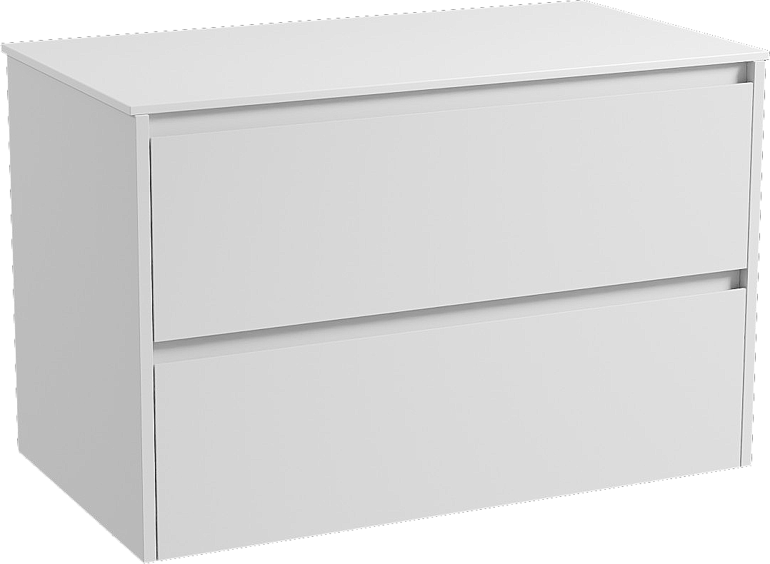 Storke Seda hängendes Möbelstück Set: 95 x 52 cm, Weiß matt, mit Tavola Einzel Waschtischplatte, Solid Surface Weiß matt