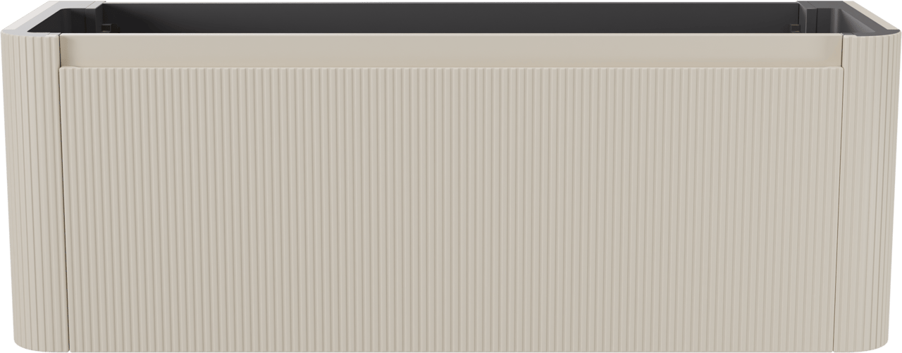 Storke Soft  hängendes möbelstück Waschtischunterschränke 140 x 46 cm Sand matt 2 Schubladen Vert. Sym. Rippe