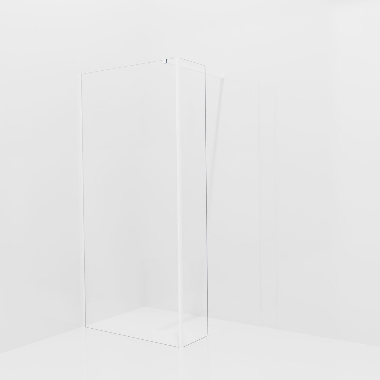 Balmani Modular Walk-In Dusche mit fester Seitenwand: 100 x 200 cm, Klarglas mit mattiertem Streifen, inklusive Coating, Profil Weiß matt