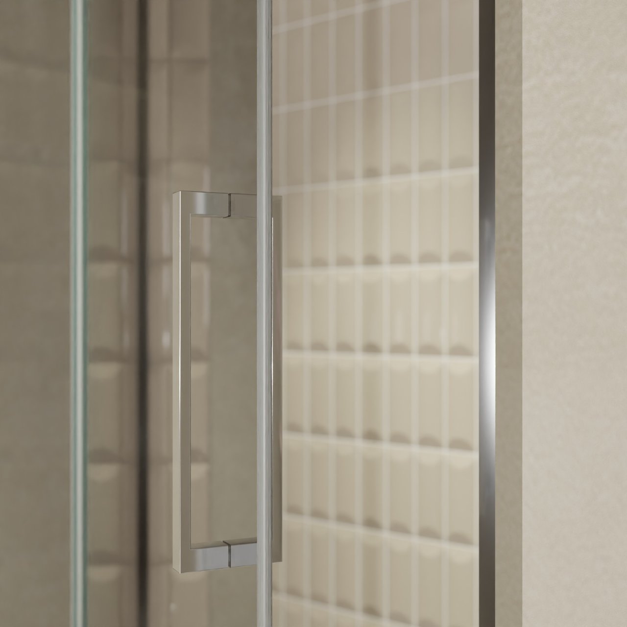 Balmani Senses Design porte pivotante à gauche 140 cm x 210 cm verre Miroir Reflex, Profil chrome