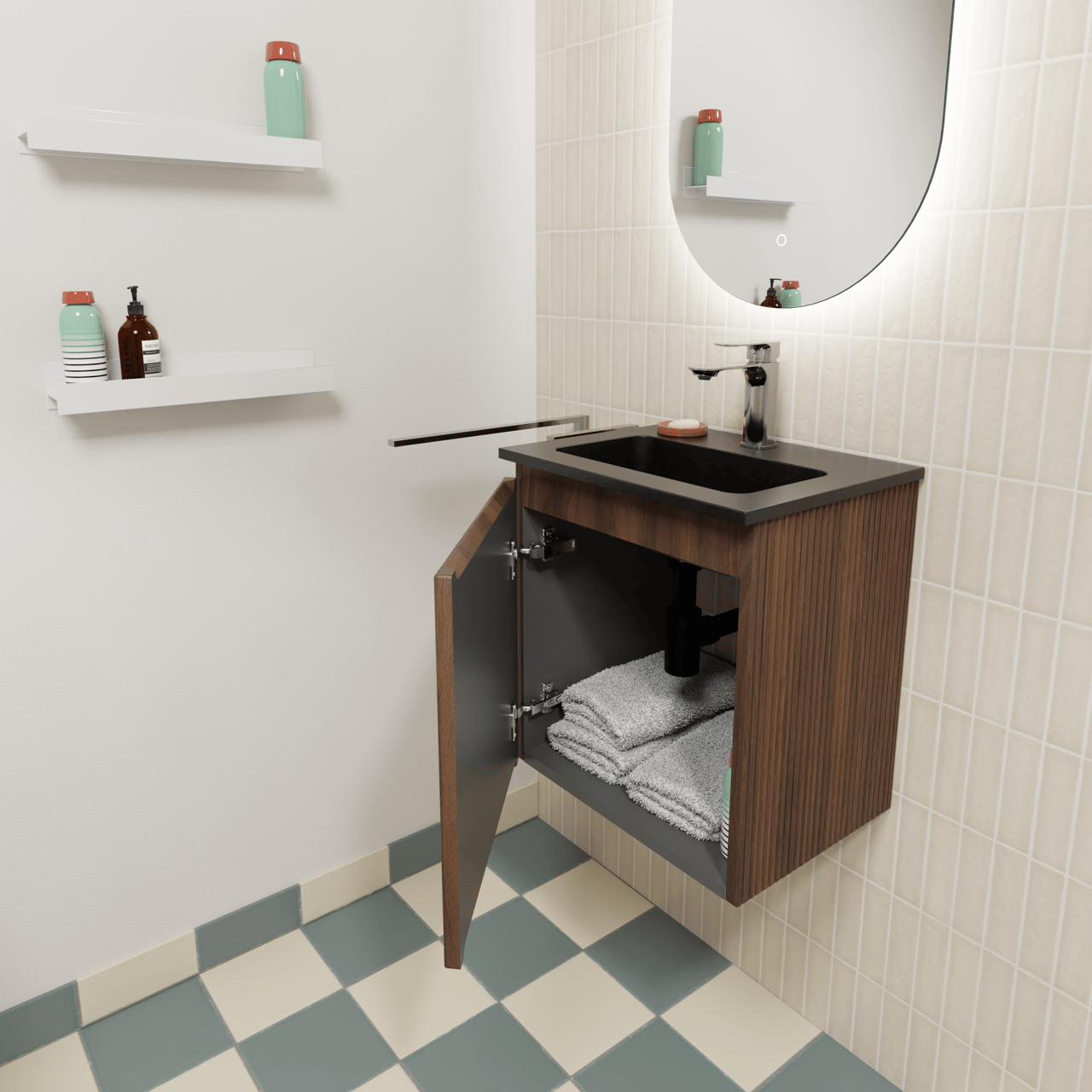 Storke Ribs hängend Bad-Unterschrank 45 x 35 cm Nussbaum