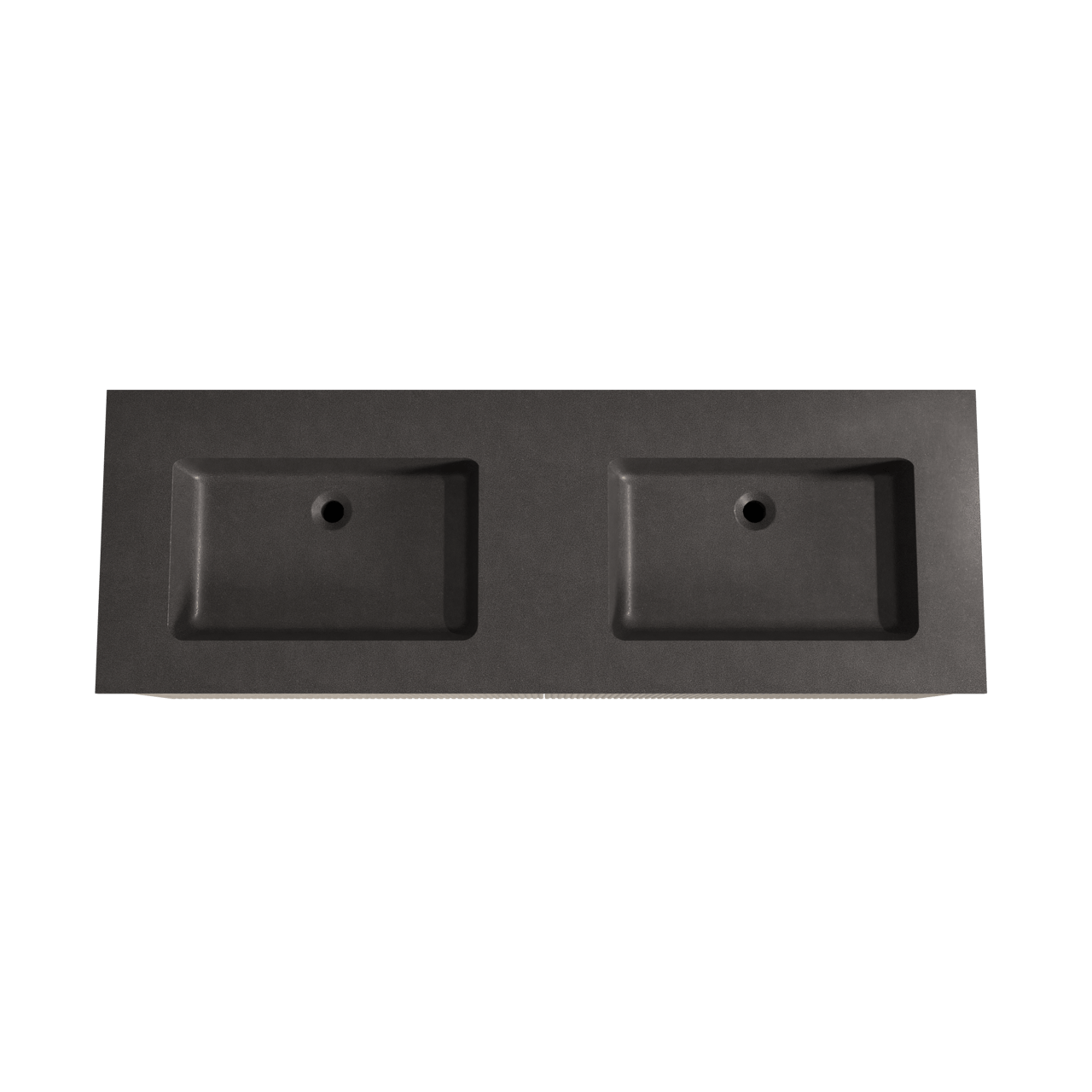 Storke Ribs meuble salle de bains suspendu 150 x 52 cm chêne brut avec Scuro double vasque en quartz noir mat, Nervure droite symétrique verticale