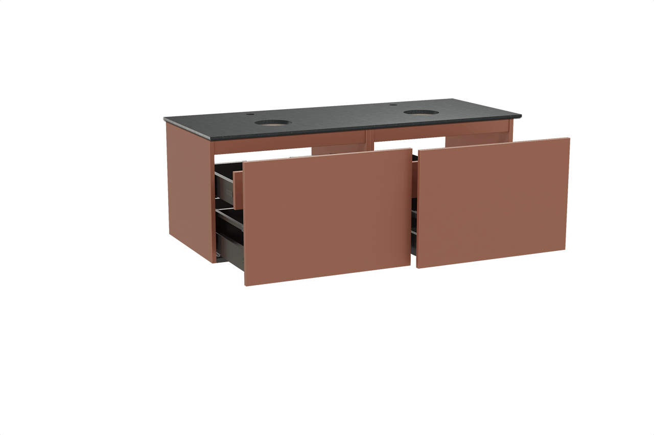 Balmani Sfera meuble salle de bains suspendu 135 x 55 cm cotto avec Facetta tablette double en granit noir