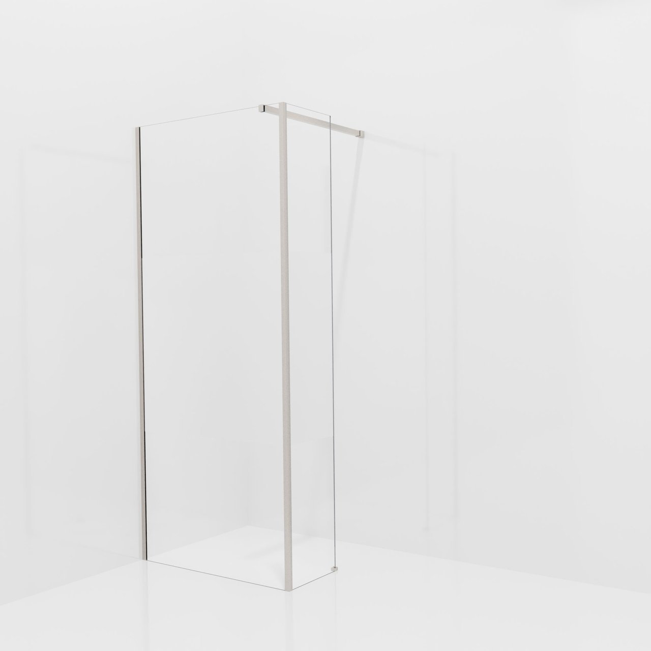 Balmani Modular Walk-In Dusche mit fester Seitenwand: 90 x 200 cm, Klarglas mit mattiertem Streifen, Profil Brushed CoolMetal