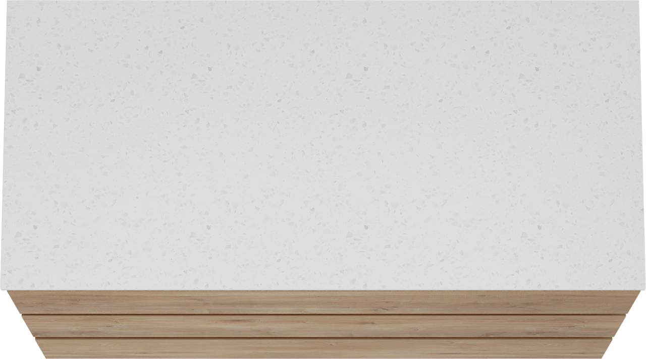 Linie Lado freistehendes Möbelstück Set: 100 x 46 cm, Naturbelassene Eiche, mit Lado Einzel- oder Doppel Waschtischplatte, Melamin in Terrazzo Weiß