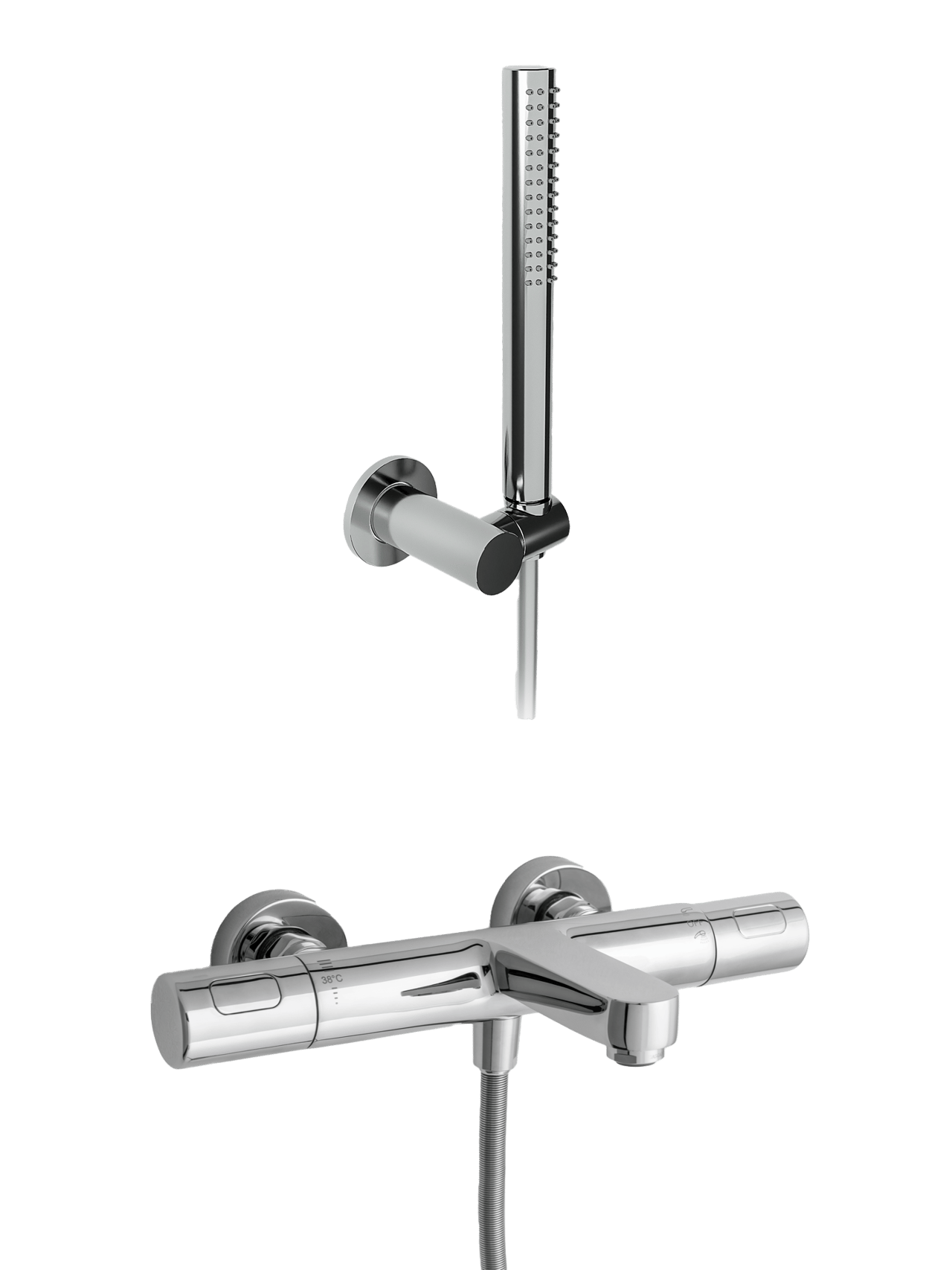 Blaufoss Apollo robinet de bain robinet thermostatique montage mural extérieur chrome brillant