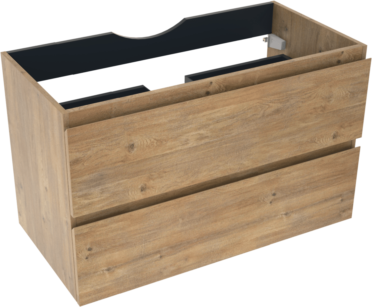 Linie Lado hängender Waschbeckenunterschrank: 90 x 46 cm, Eiche Natur, 2 Schubladen