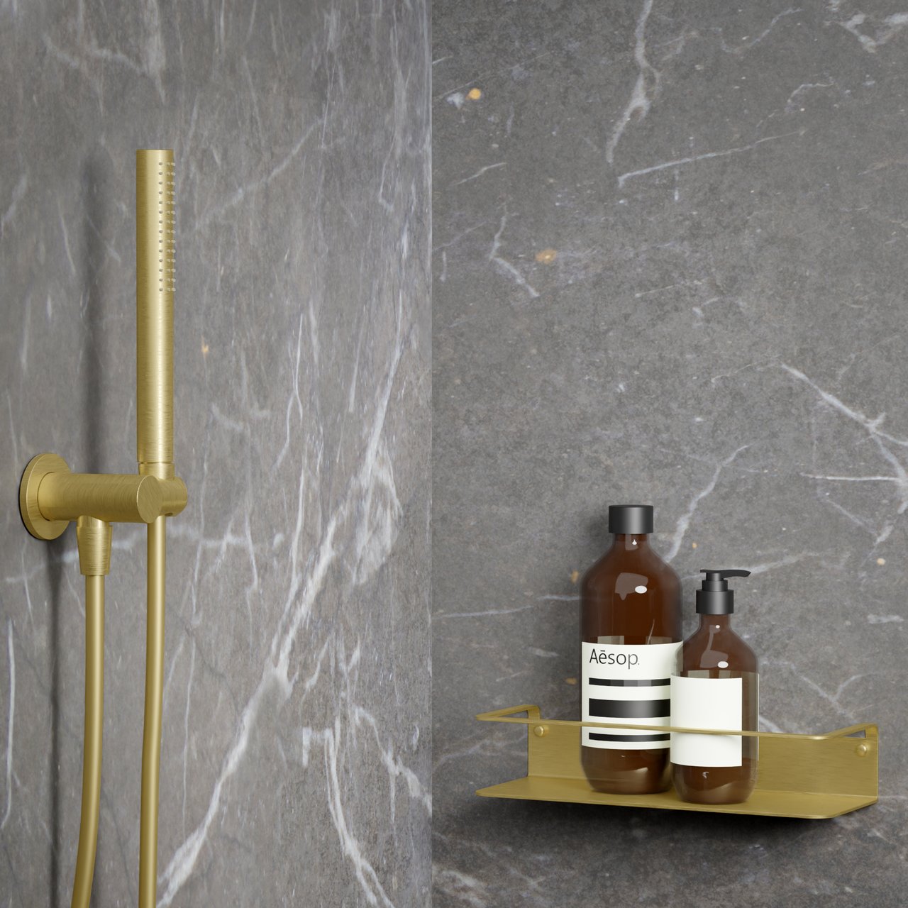 Blaufoss Tika porte-shampooing seul avec fixation murale Brushed Gold