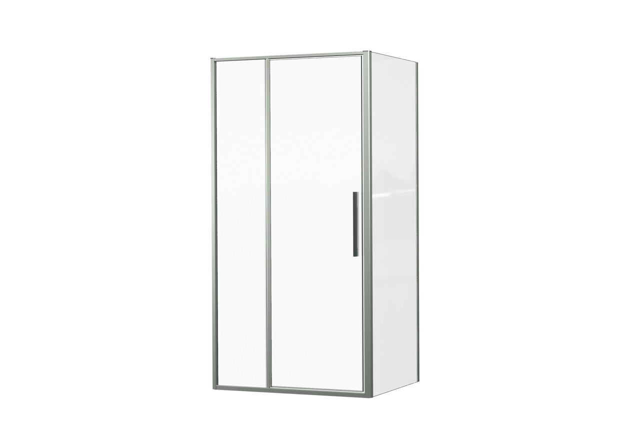 Luca Varess Morano douchehoek met draaideur en 2 vaste zijwanden 100 x 80 cm helder glas glanzend chroom profiel