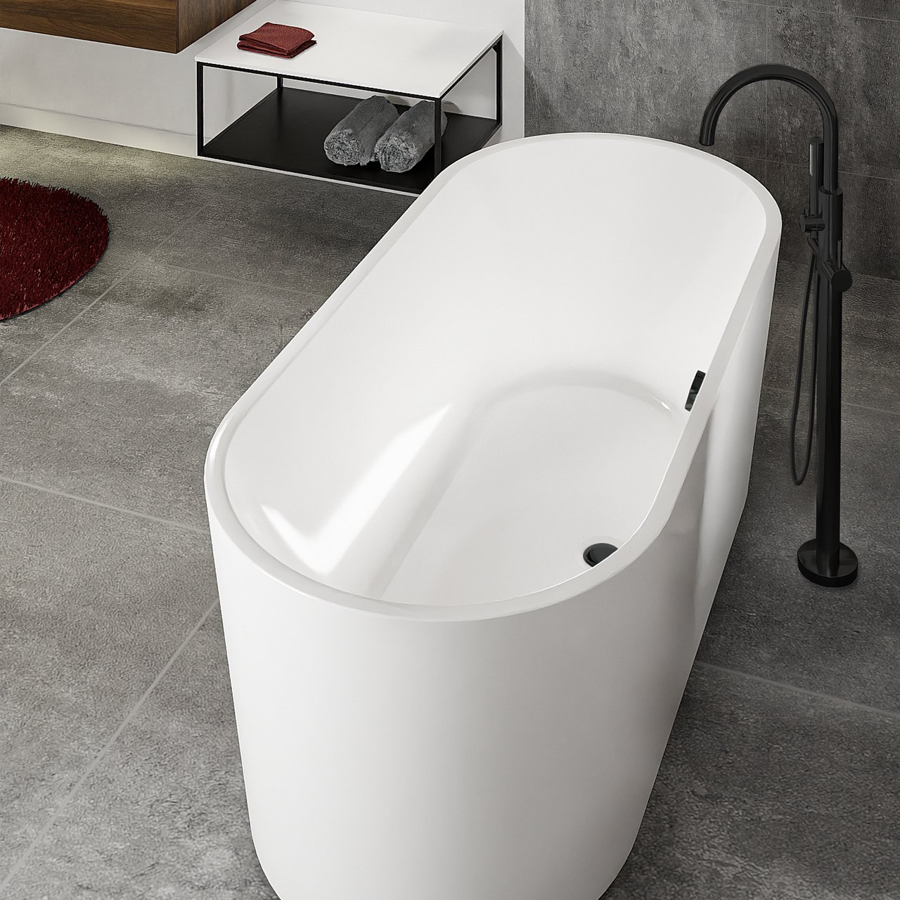 Linie Diversy vrijstaande badkraan Mat Zwart