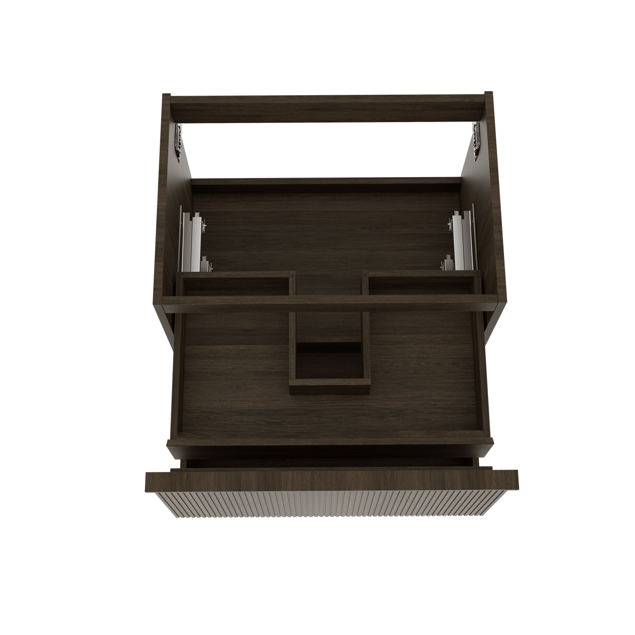 Balmani Forma hängender Waschbeckenunterschrank: 75 x 55 cm, Eiche geräuchert, 2 Schubladen