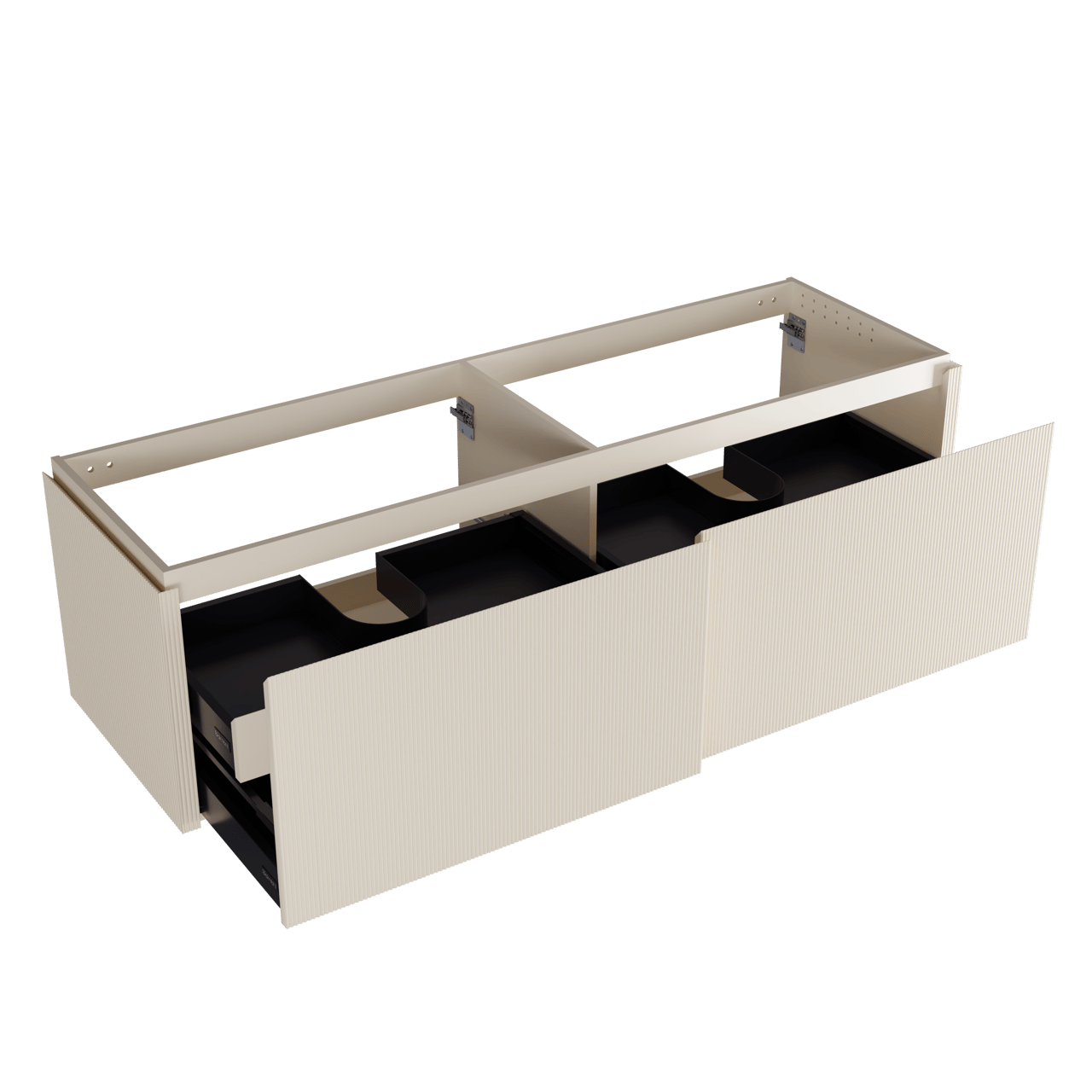 Balmani Eclips meuble sous-lavabo suspendu 180 x 55 cm Sandbeige 4 tiroirs Nervure sym. vert.