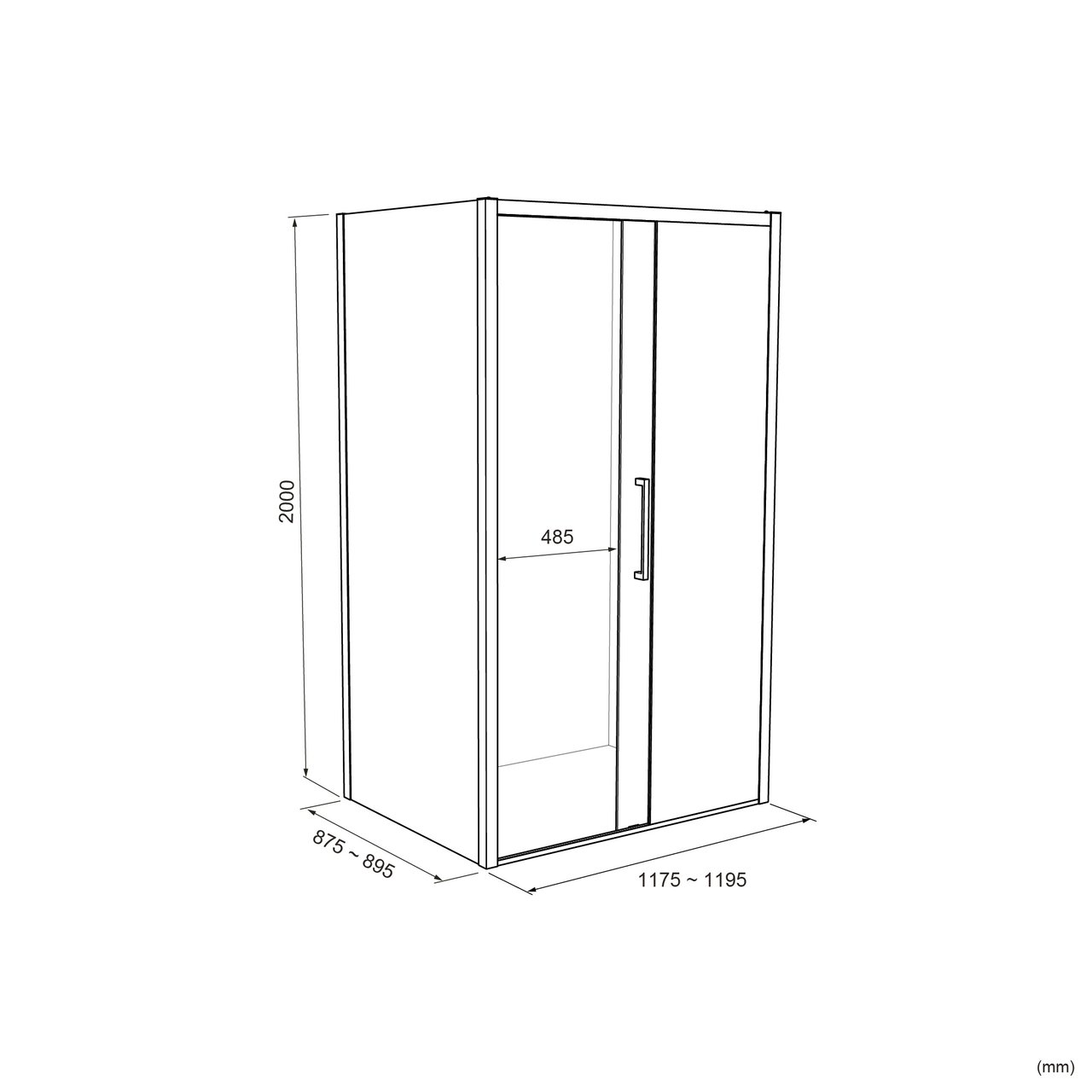 Luca Varess Senses douchecabine met rechtse schuifdeur en vaste zijwand 120 x 90 cm Helder glas met matte strook glans chroom profiel