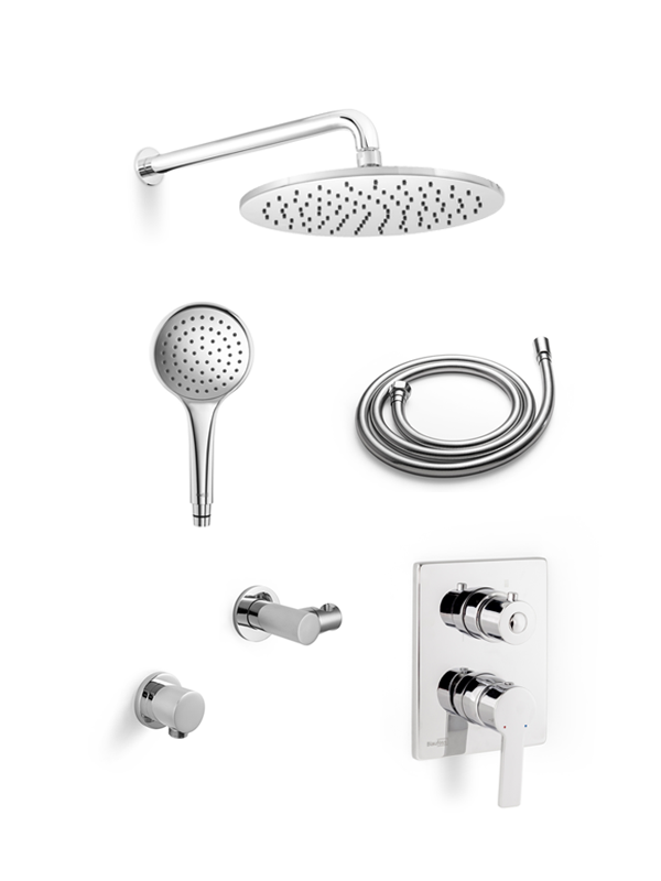 Blaufoss Smartbox colonne de douche encastrée mitigeur avec douche de tête ronde 25 cm Chrome Brillant