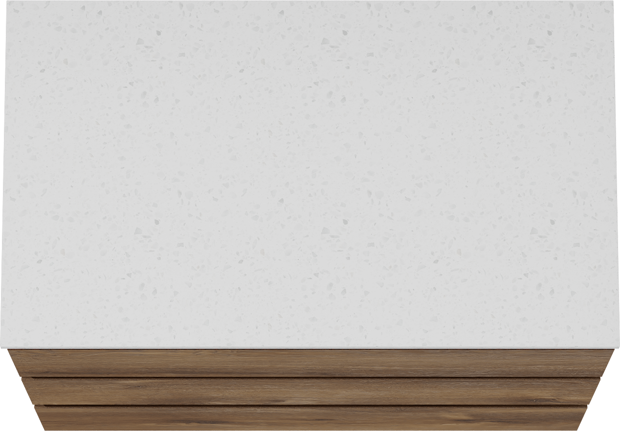 Linie Lado staand badmeubel 80 x 46 cm bruin eiken met Lado enkel wastafelblad in melamine terrazzo wit