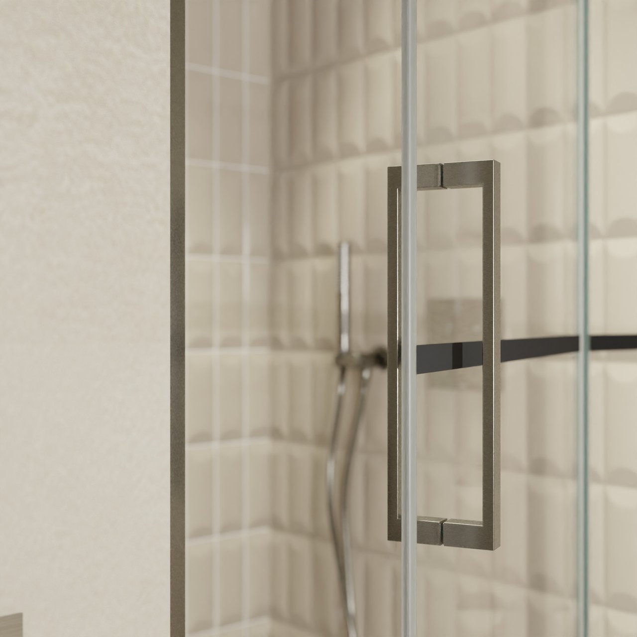 Balmani Senses Design porte pivotante à droite 100 cm x 210 cm verre Lined, Profil Brushed GunMetal