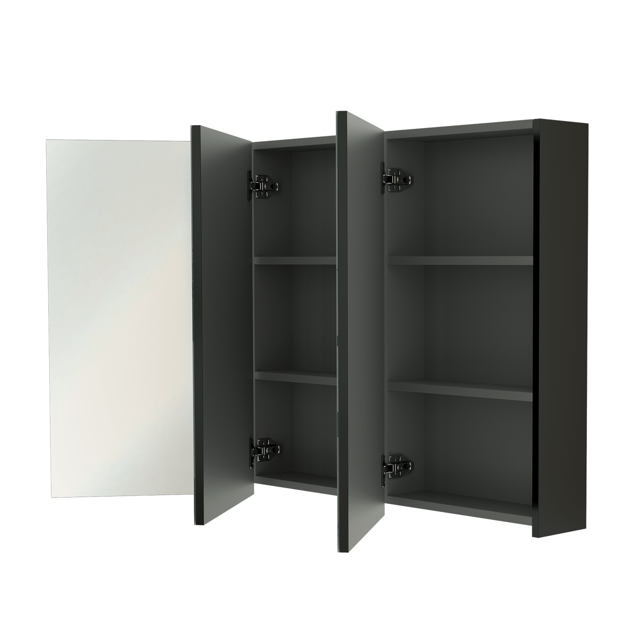 Linie Montro Spiegelschrank Bad: 120 x 75 cm, Schwarz Matt