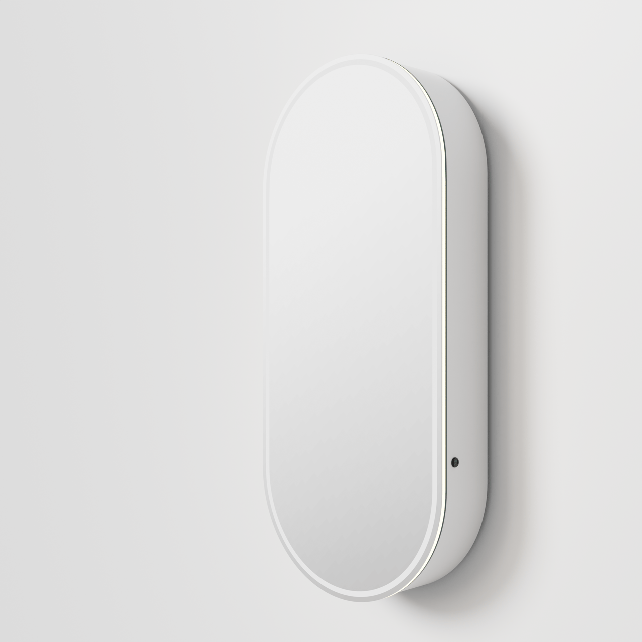 Balmani Mara armoire de toilette Ovale lumineux et anti-buée 45 x 100 cm blanc mat