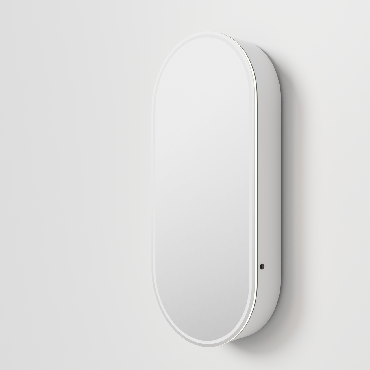 Balmani Mara Spiegelschrank Oval 45 x 100 cm Weiβ matt, mit Spiegelbeleuchtung und Anti-Beschlag Spiegelheizung