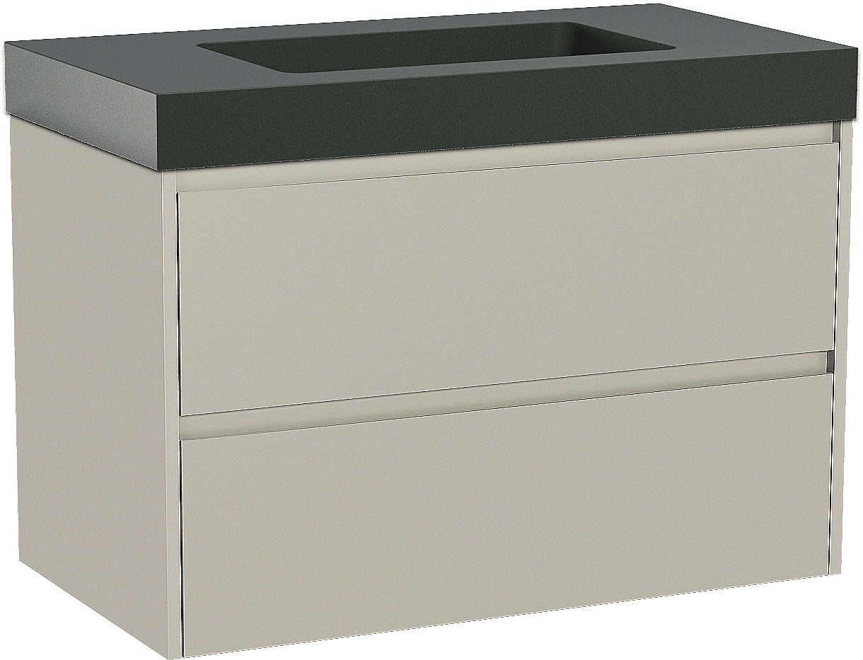 Storke Seda zwevend badmeubel 95 x 52 cm zijdegrijs met Scuro High enkele wastafel in kwarts mat zwart